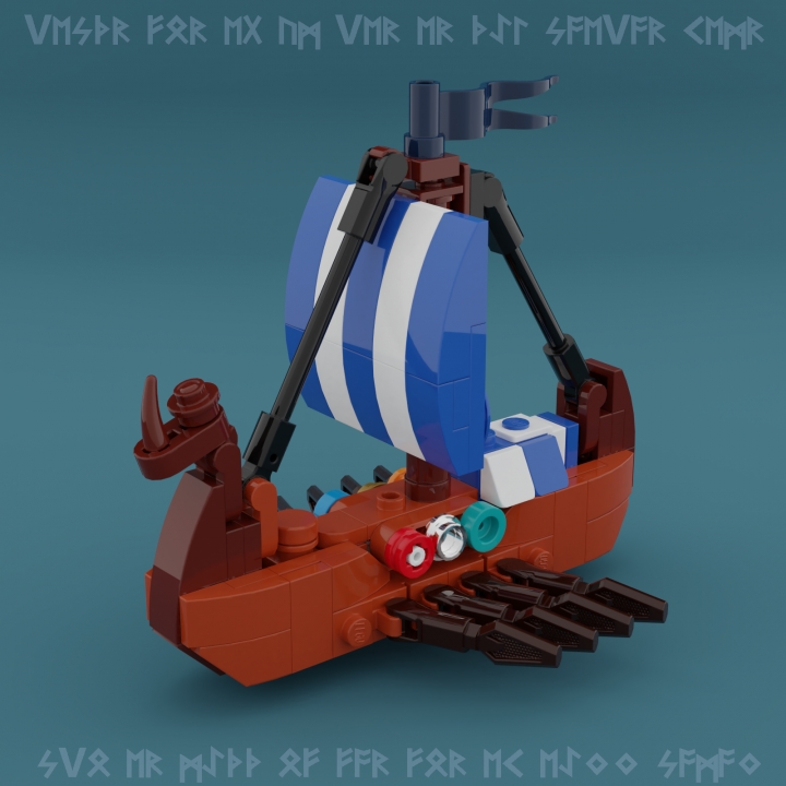 LEGO MOC - 16x16: Микро - На пути в Бьярмаланд: </i></center><br />
Но суда скандинавов быстры - крепкий парус и сильные весла часто уносят их прочь от любых морских гадов. <br />
<i><center>